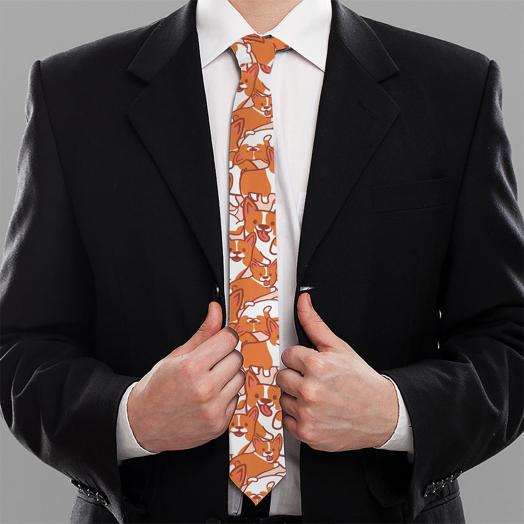 Cute Corgi Pattern Print Necktie