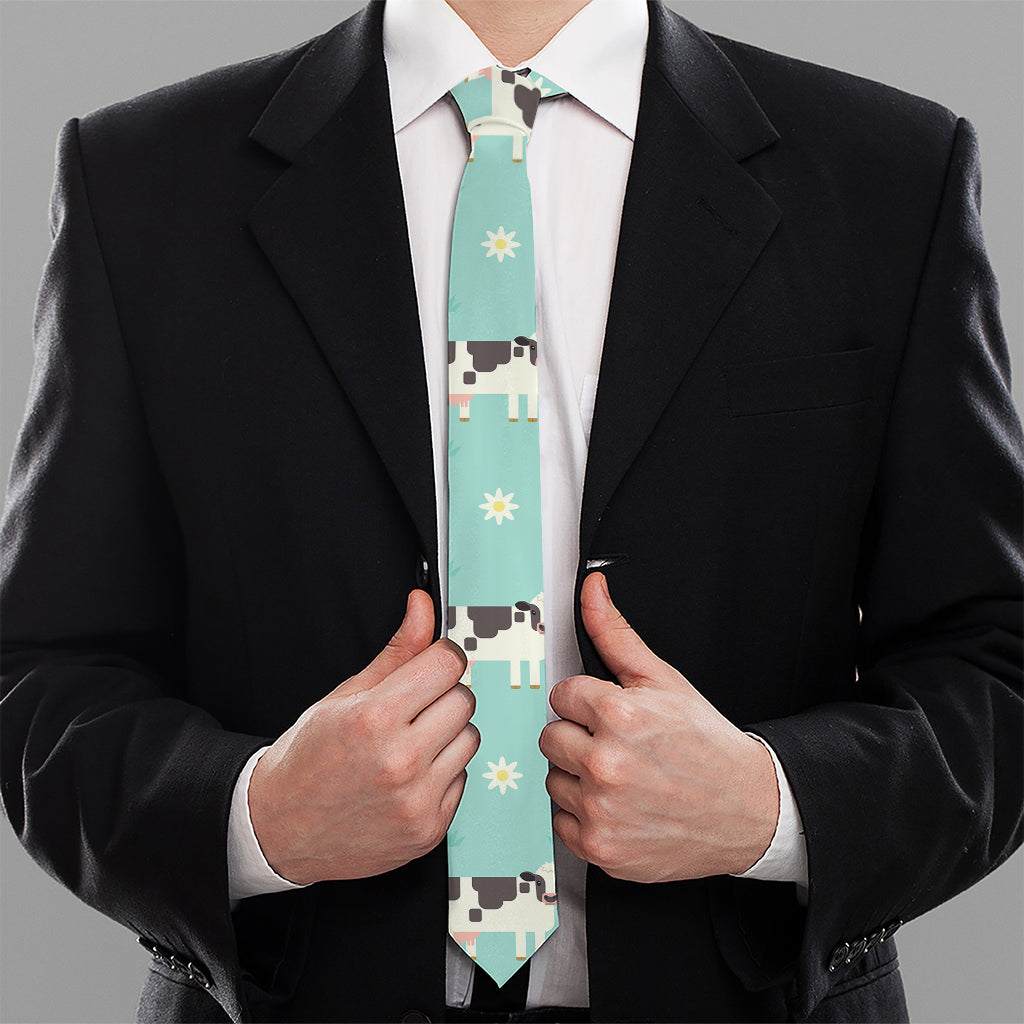 Cute Cow And Baby Cow Pattern Print Necktie