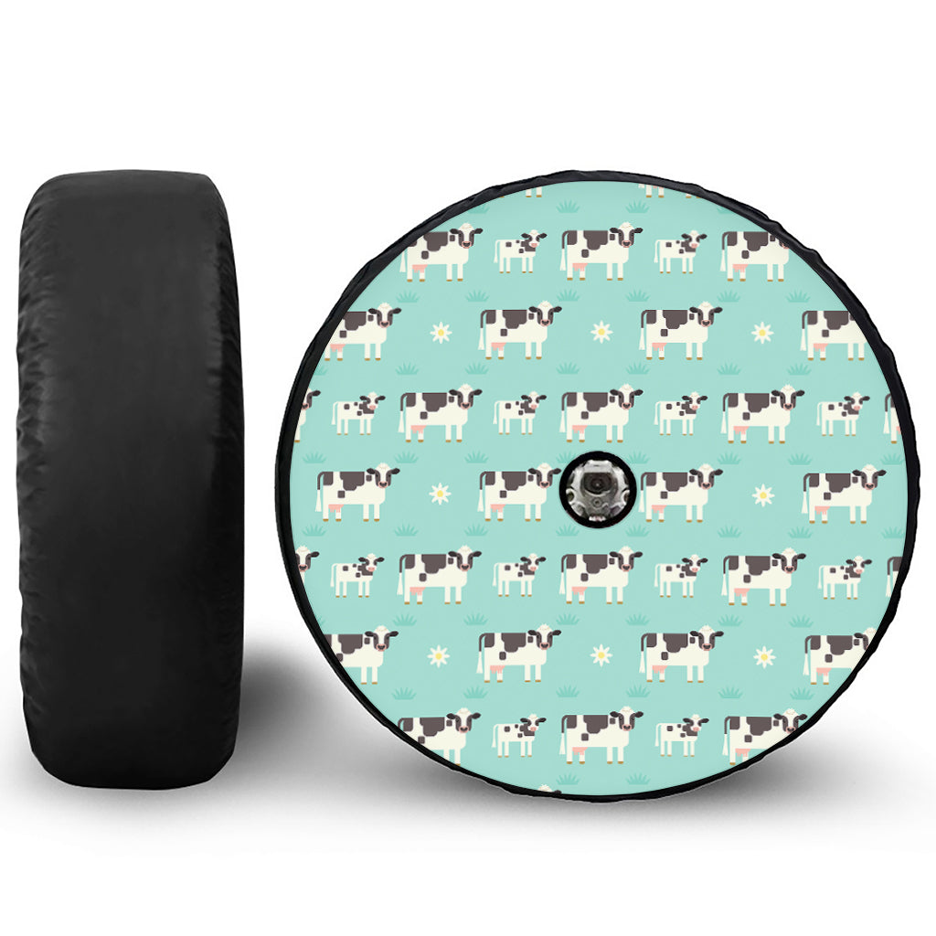 Cute Cow And Baby Cow Pattern Print Tire Cover With Camera Hole