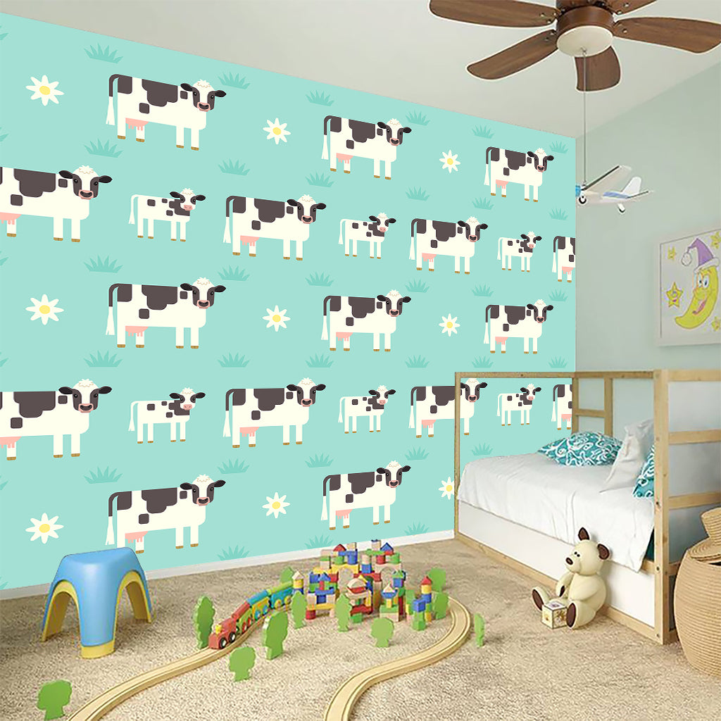 Cute Cow And Baby Cow Pattern Print Wall Sticker