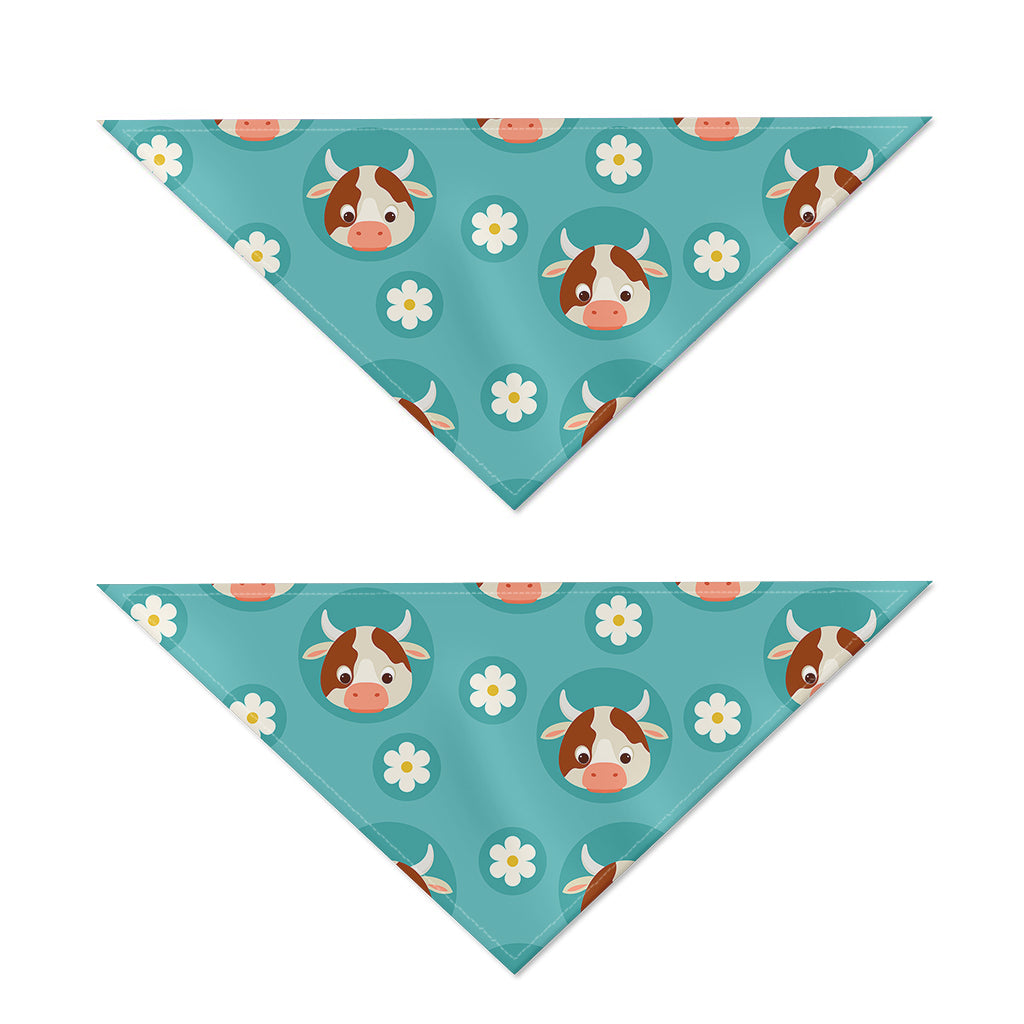 Cute Cow And Daisy Flower Pattern Print Dog Bandana