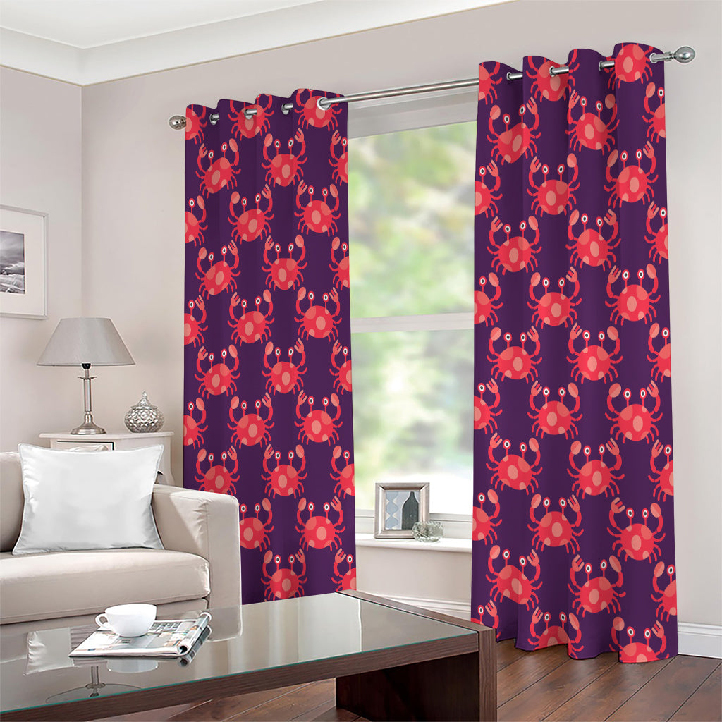 Cute Crab Pattern Print Extra Wide Grommet Curtains