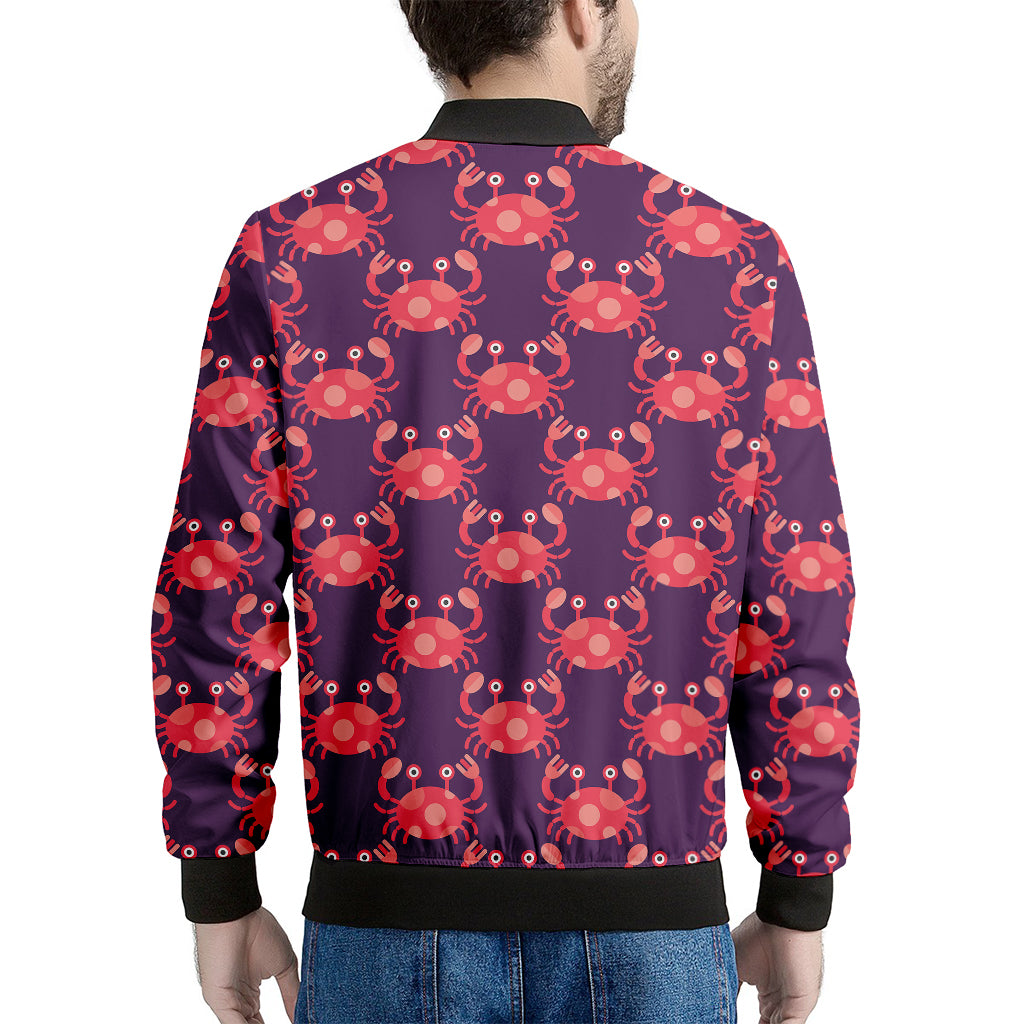 Cute Crab Pattern Print Men's Bomber Jacket