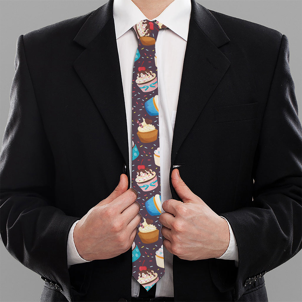 Cute Cupcake Pattern Print Necktie