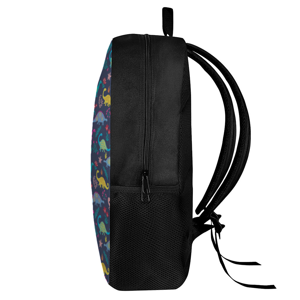 Cute Dino Floral Pattern Print 17 Inch Backpack