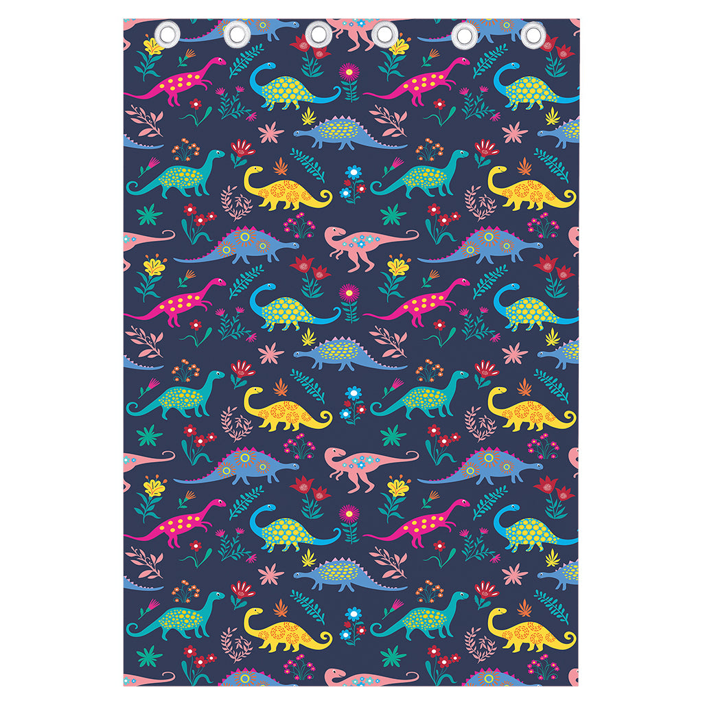 Cute Dino Floral Pattern Print Curtain