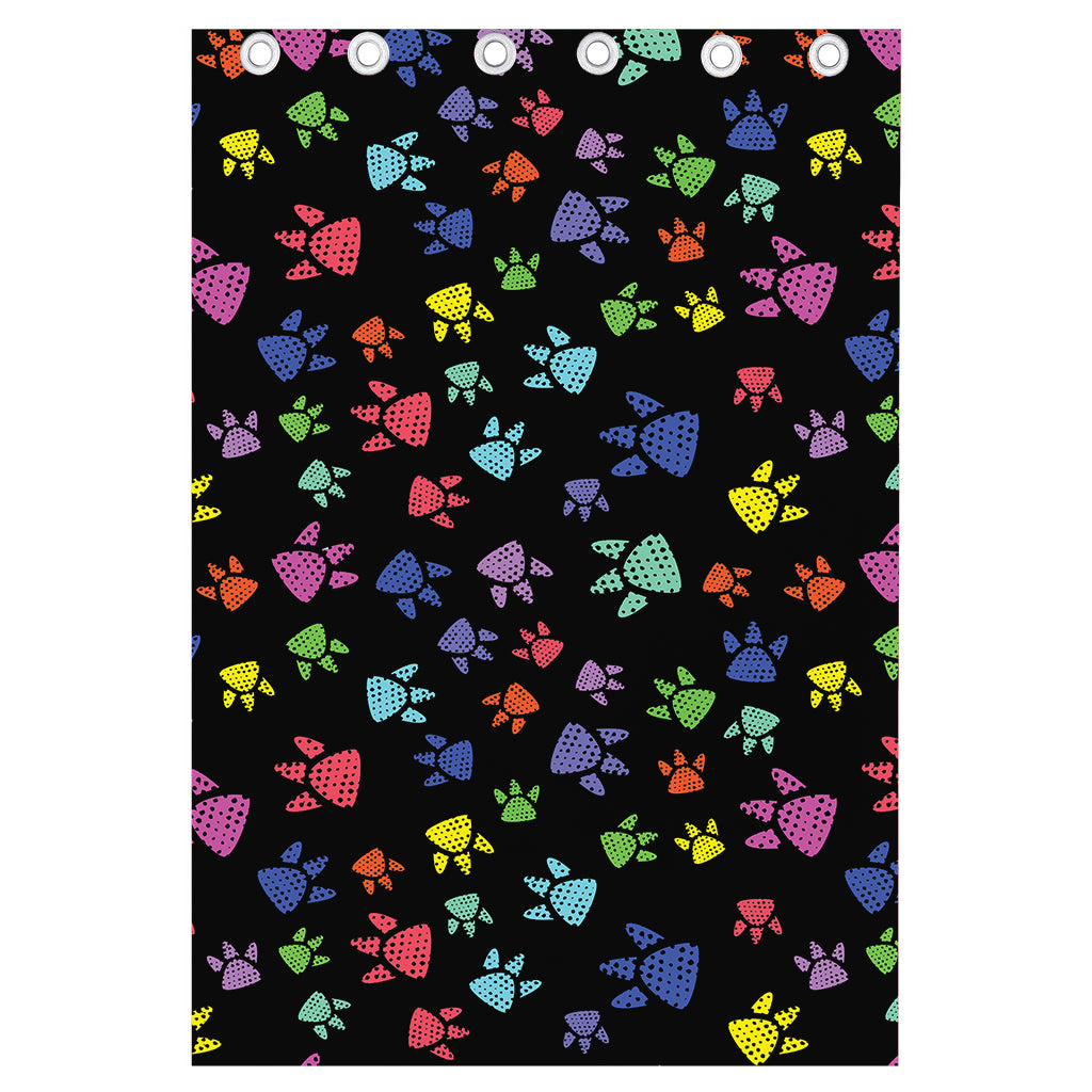 Cute Dino Footprint Pattern Print Curtain