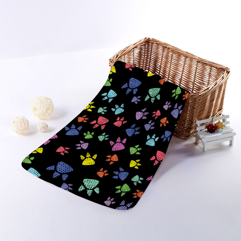 Cute Dino Footprint Pattern Print Towel