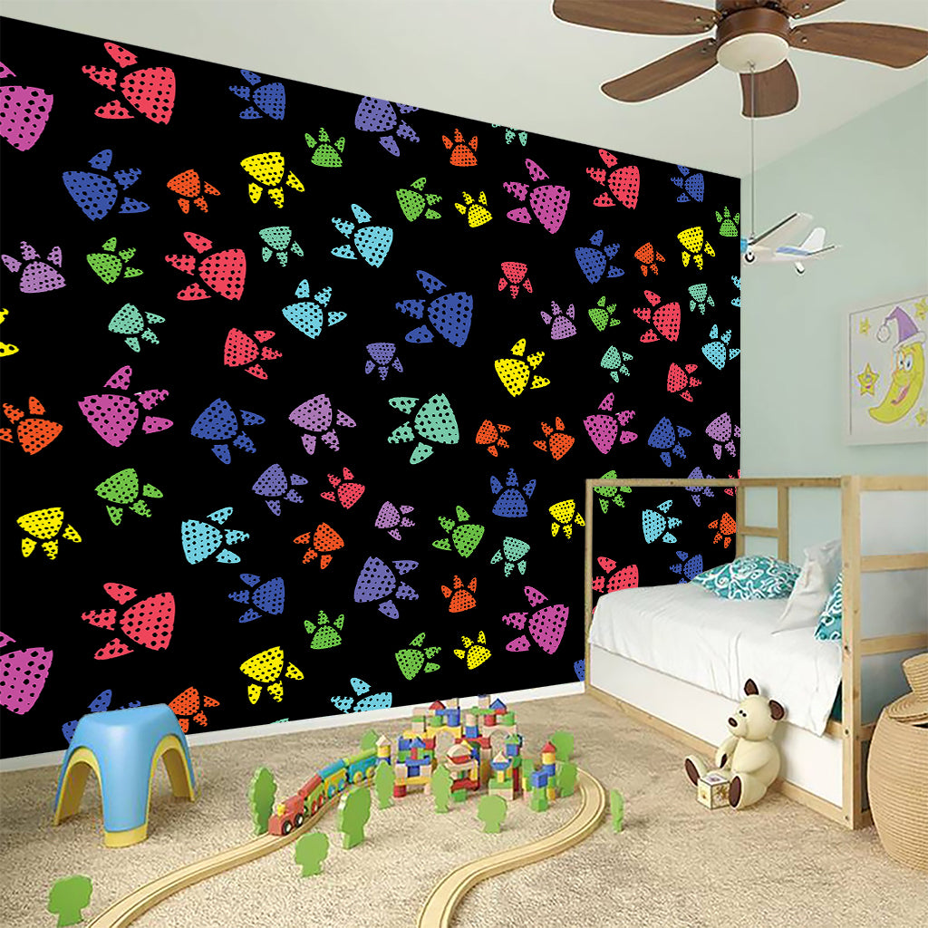 Cute Dino Footprint Pattern Print Wall Sticker