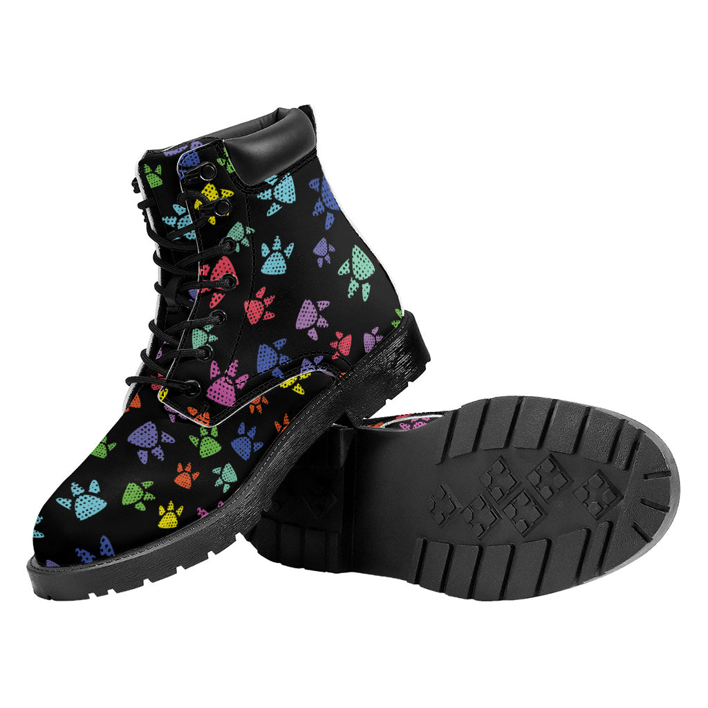 Cute Dino Footprint Pattern Print Work Boots
