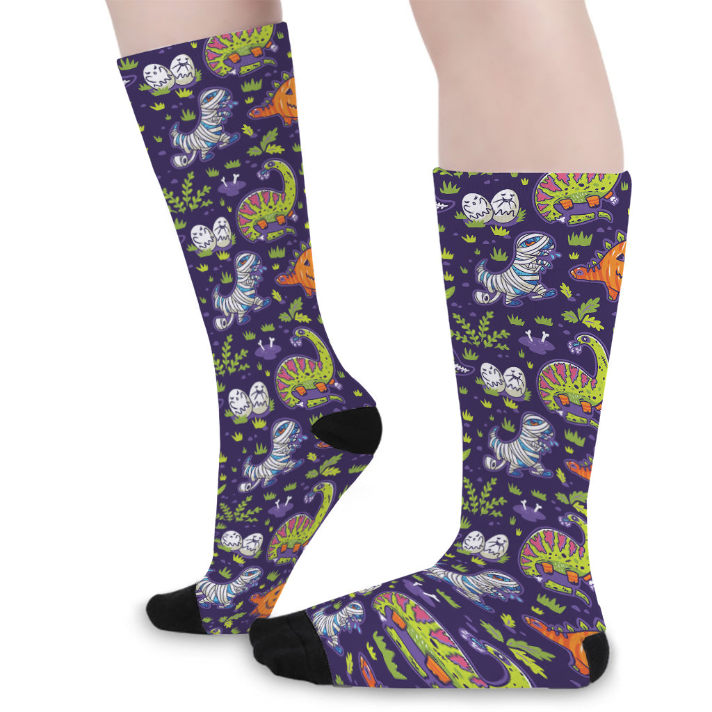 Cute Dino Halloween Pattern Print Long Socks