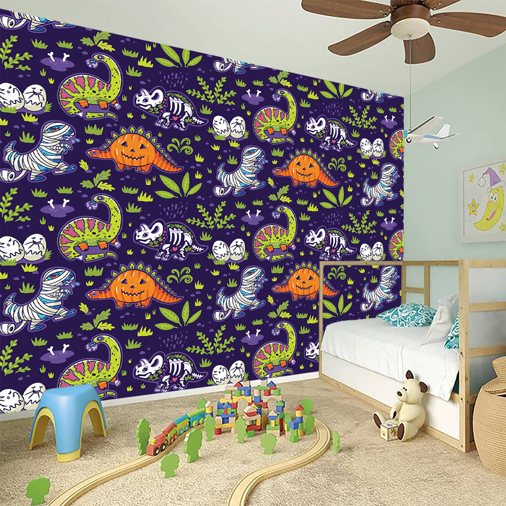 Cute Dino Halloween Pattern Print Wall Sticker