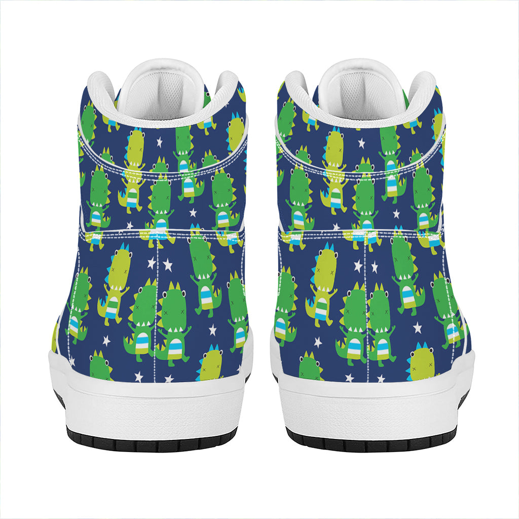 Cute Dino T-Rex Pattern Print High Top Leather Sneakers