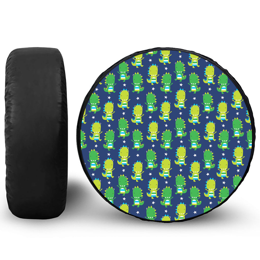 Cute Dino T-Rex Pattern Print Leather Spare Tire Cover