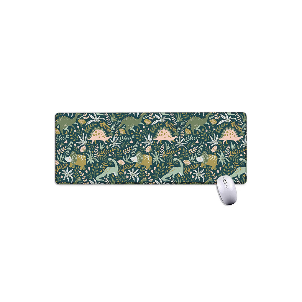 Cute Dino Tropical Leaves Pattern Print Extended Mouse Pad