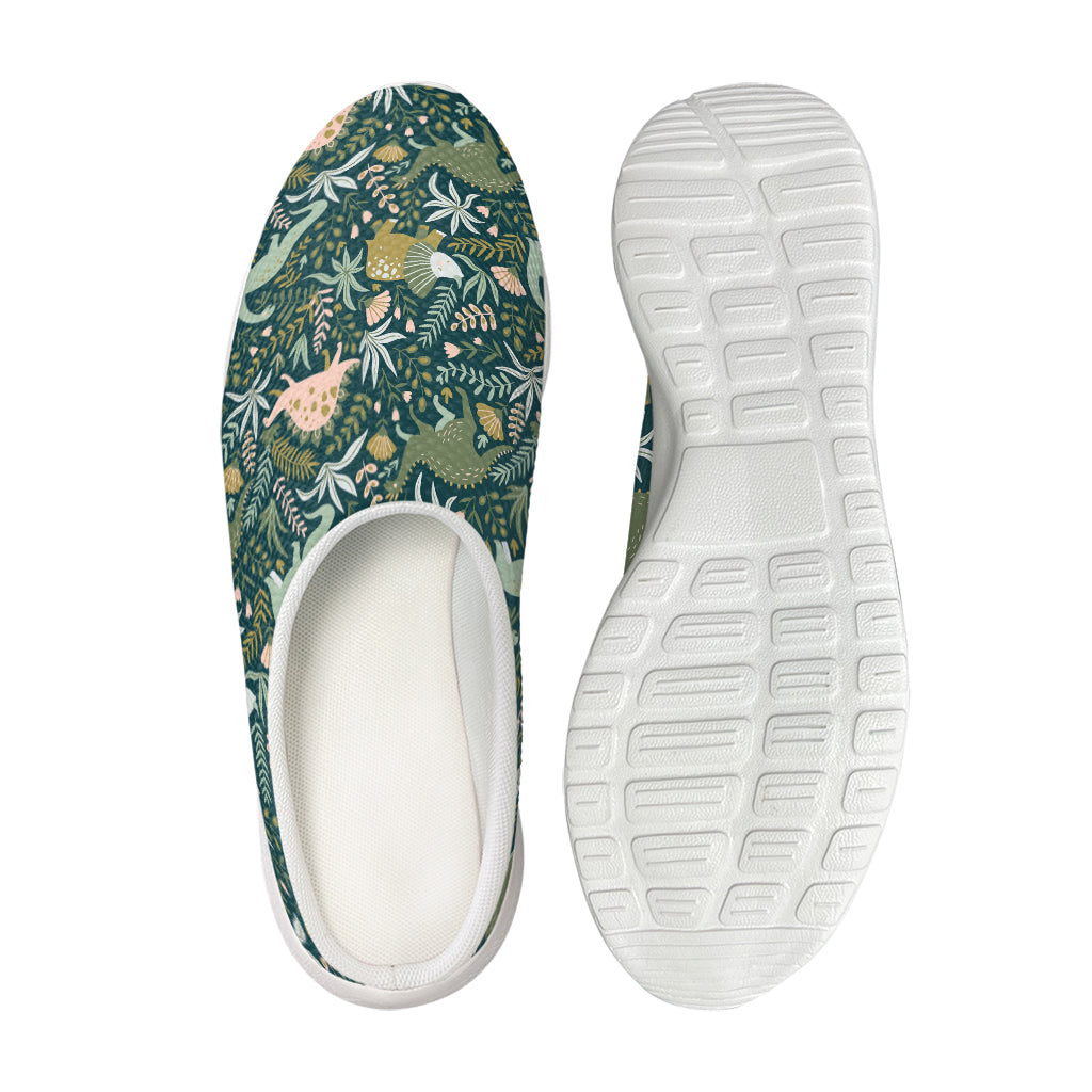 Cute Dino Tropical Leaves Pattern Print Mesh Casual Shoes