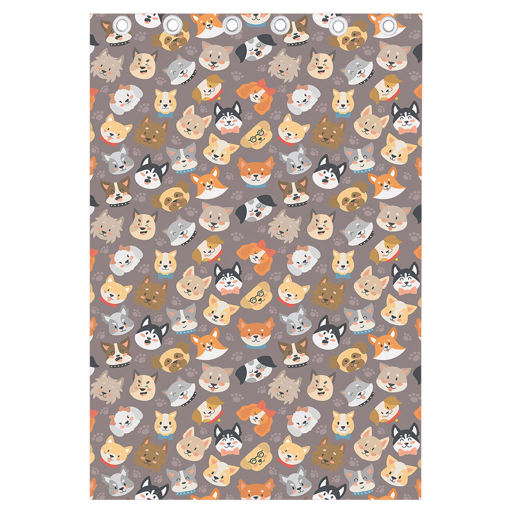 Cute Dog Emoji Pattern Print Curtain