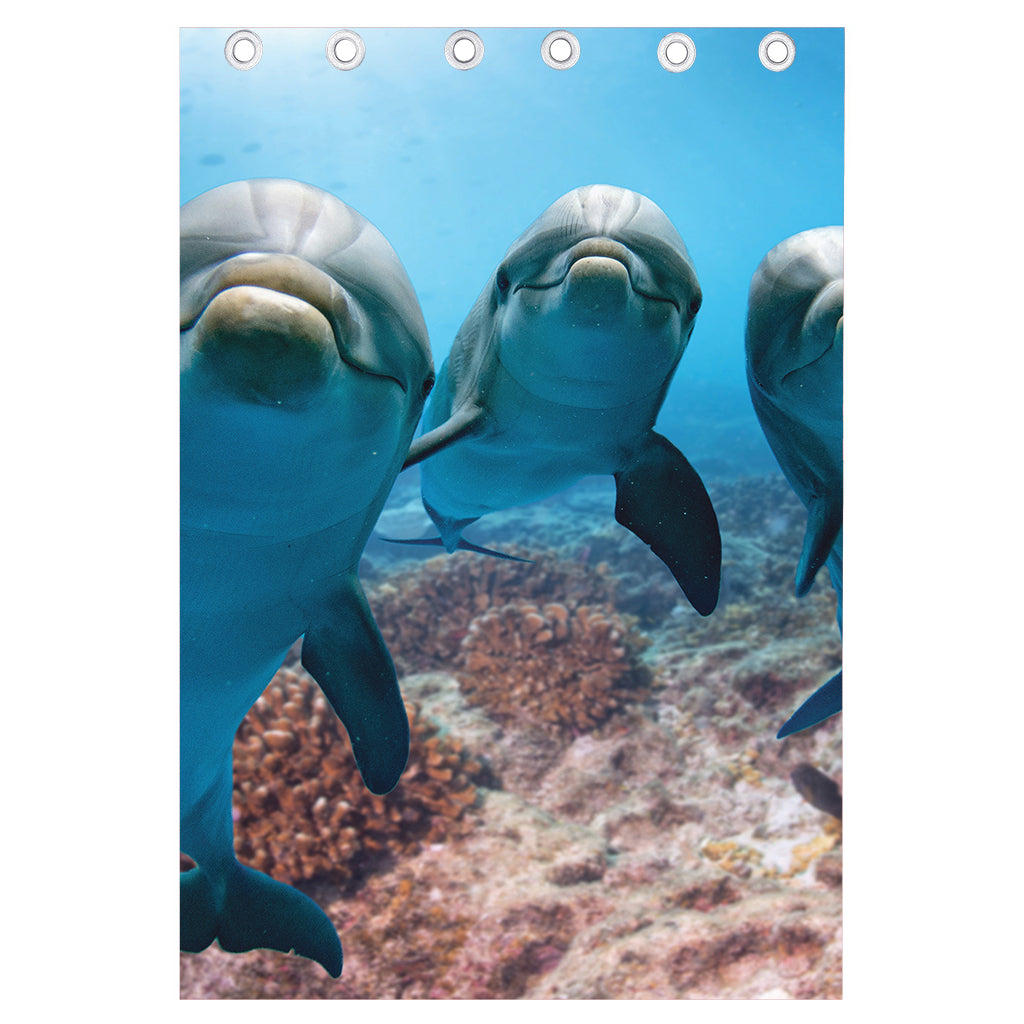 Cute Dolphins In The Ocean Print Curtain