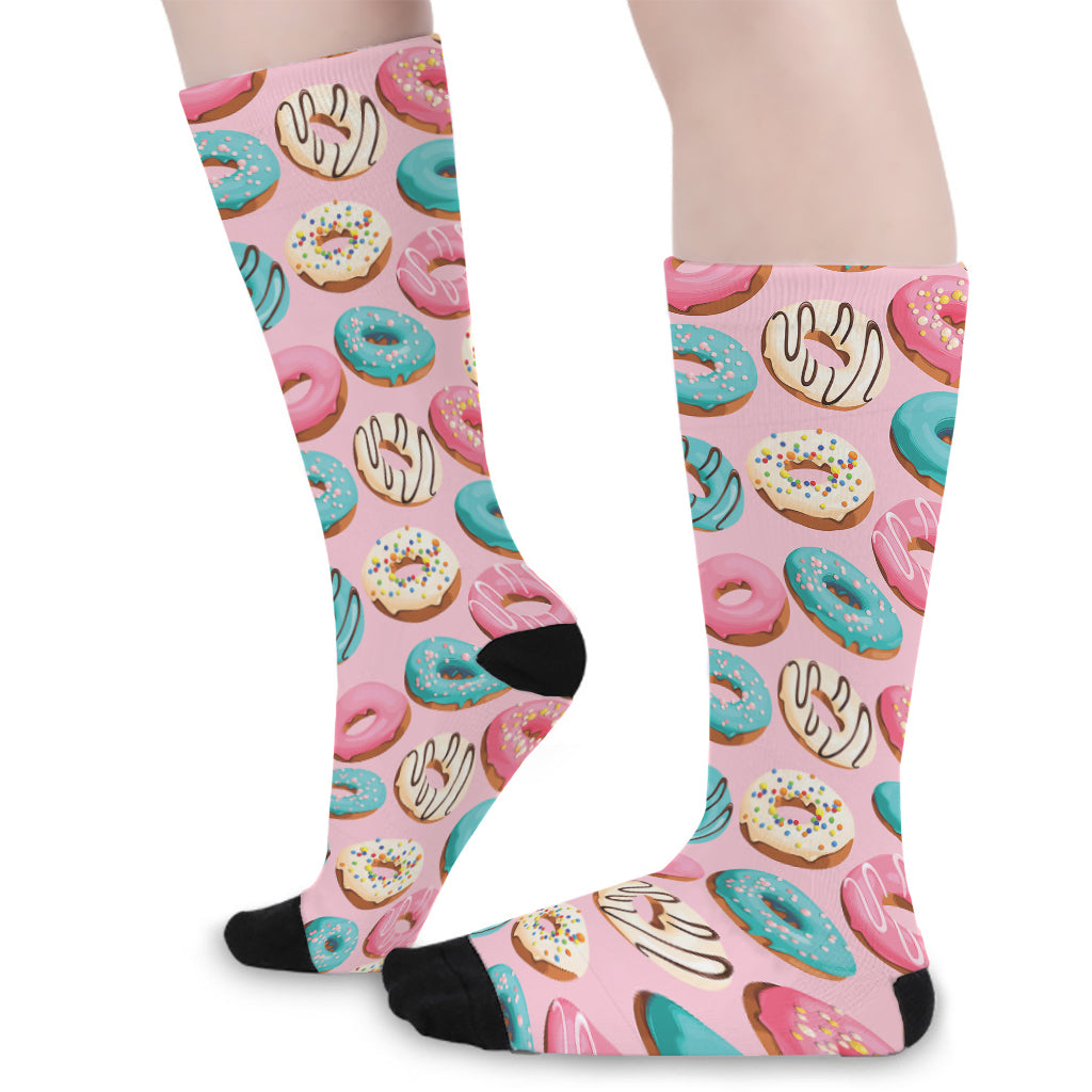 Cute Donut Pattern Print Long Socks