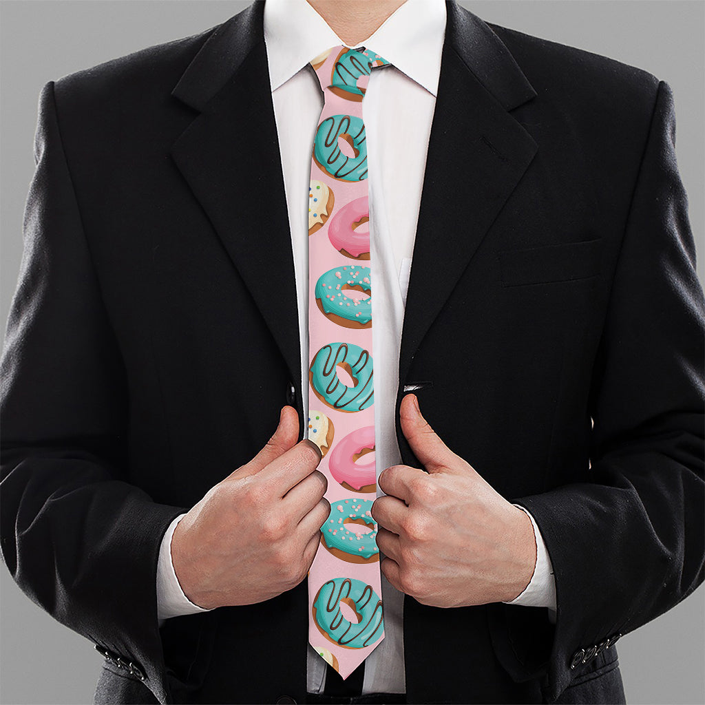 Cute Donut Pattern Print Necktie