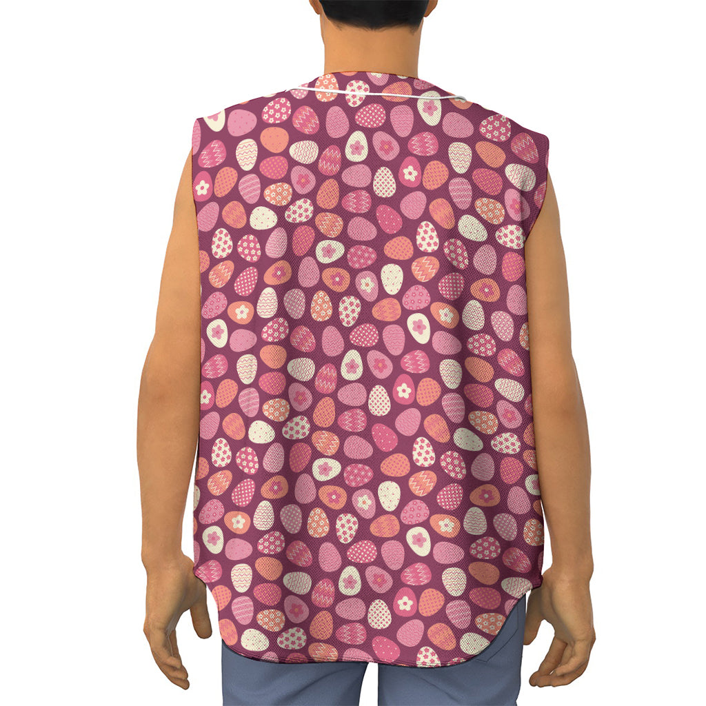 Cute Easter Eggs Pattern Print Sleeveless Baseball Jersey