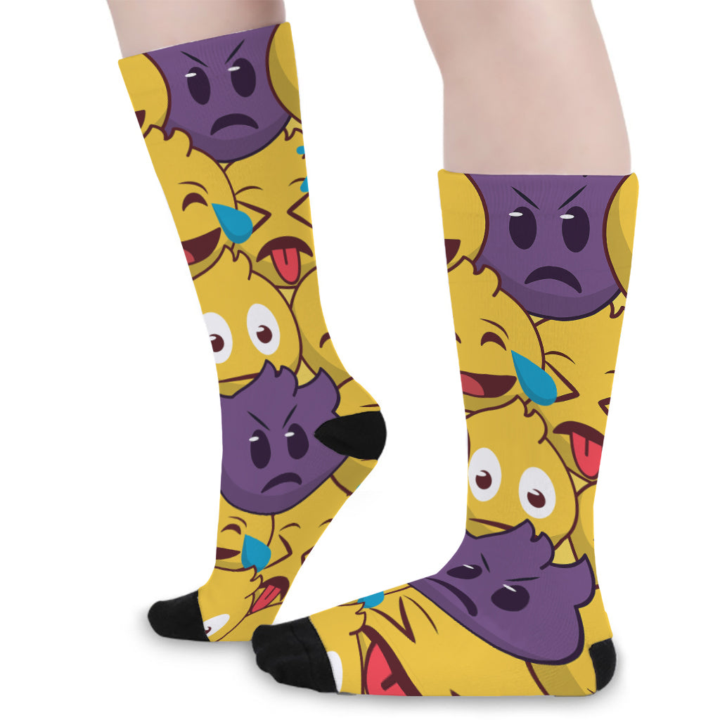 Cute Emoji Pattern Print Long Socks