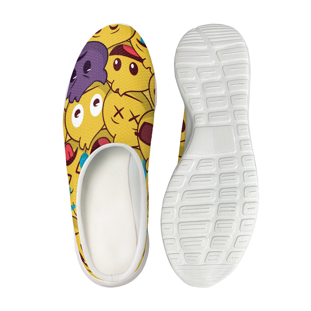 Cute Emoji Pattern Print Mesh Casual Shoes
