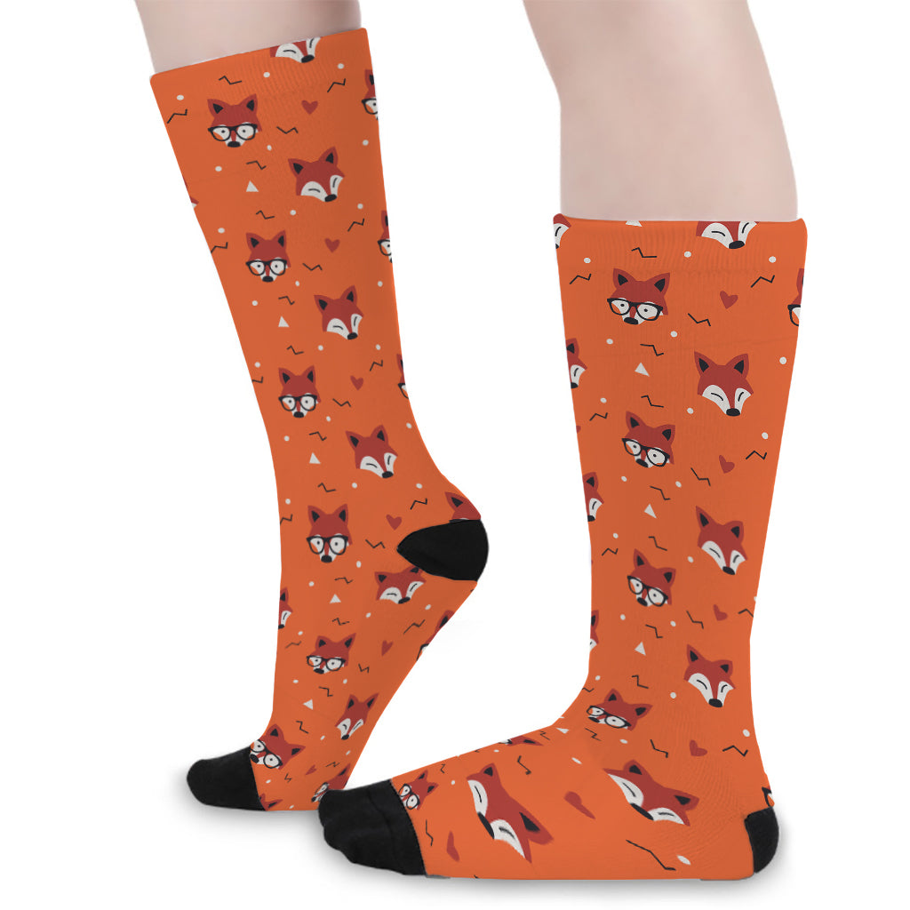 Cute Fox Pattern Print Long Socks