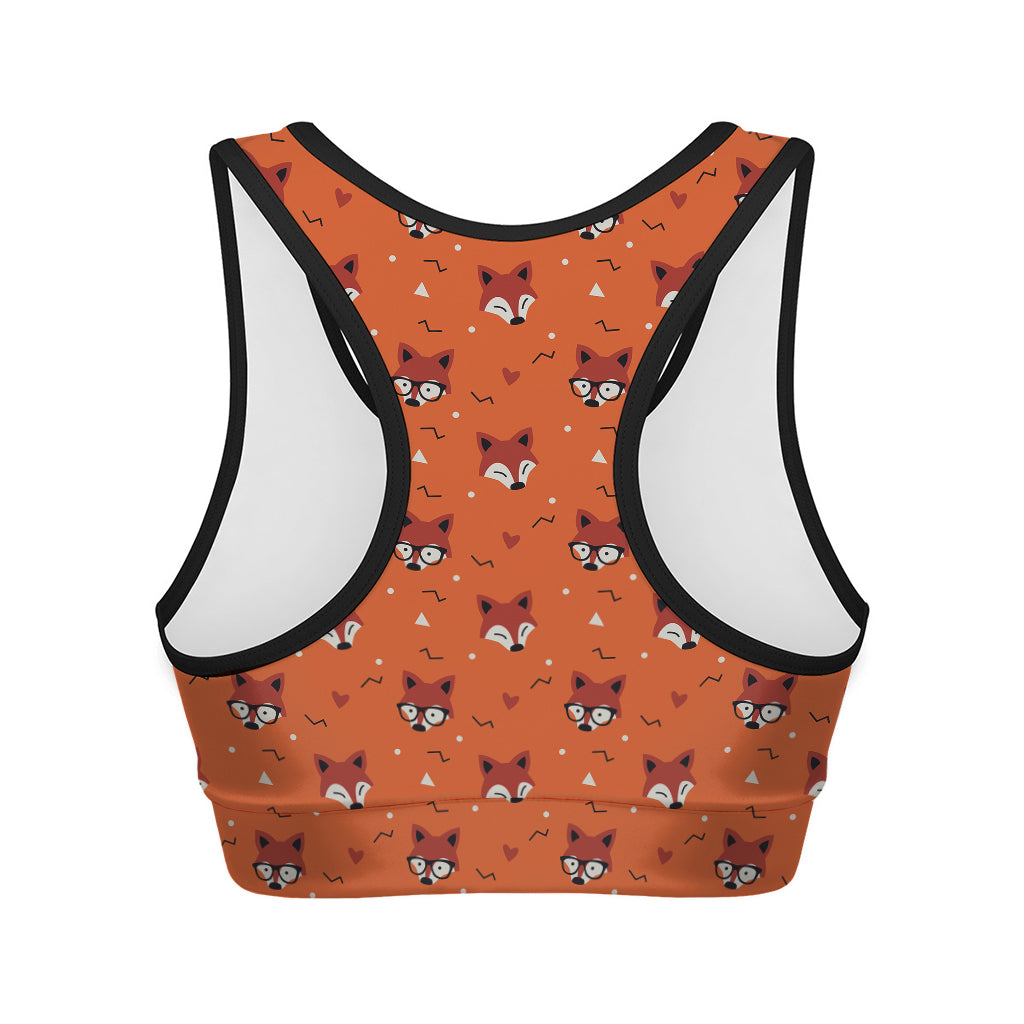 Cute Fox Pattern Print Women's Sports Bra