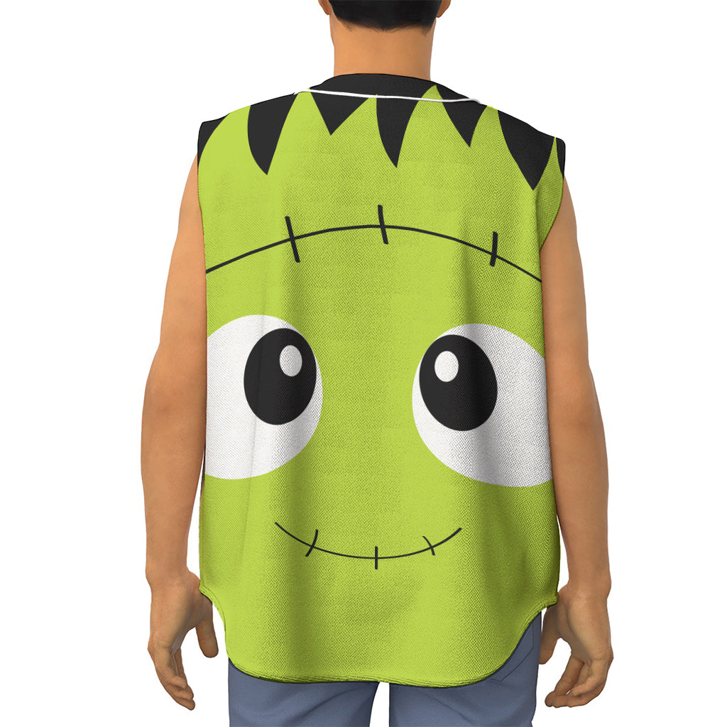 Cute Frankenstein Face Print Sleeveless Baseball Jersey