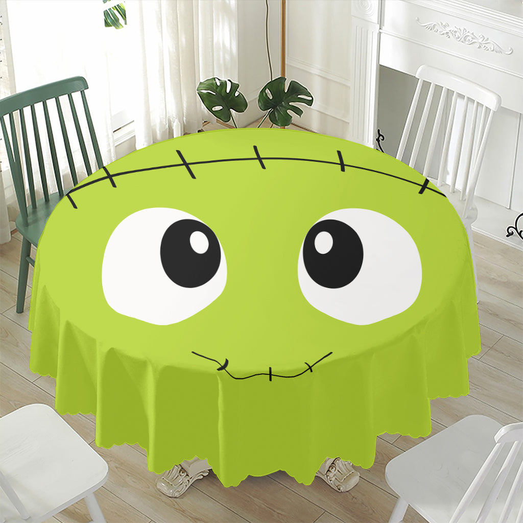 Cute Frankenstein Face Print Waterproof Round Tablecloth