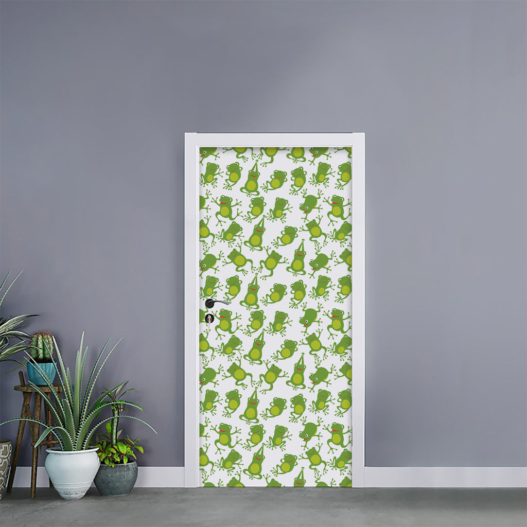 Cute Frog Pattern Print Door Sticker