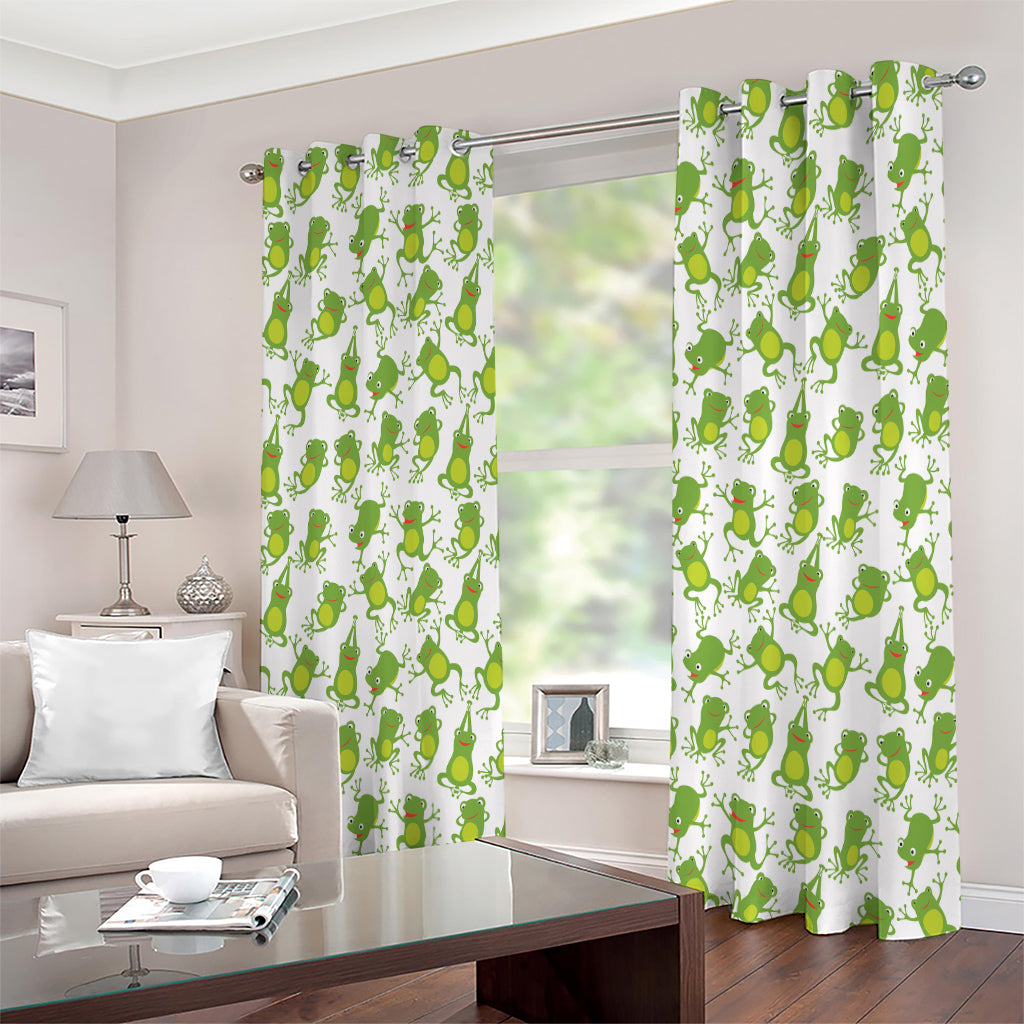 Cute Frog Pattern Print Extra Wide Grommet Curtains