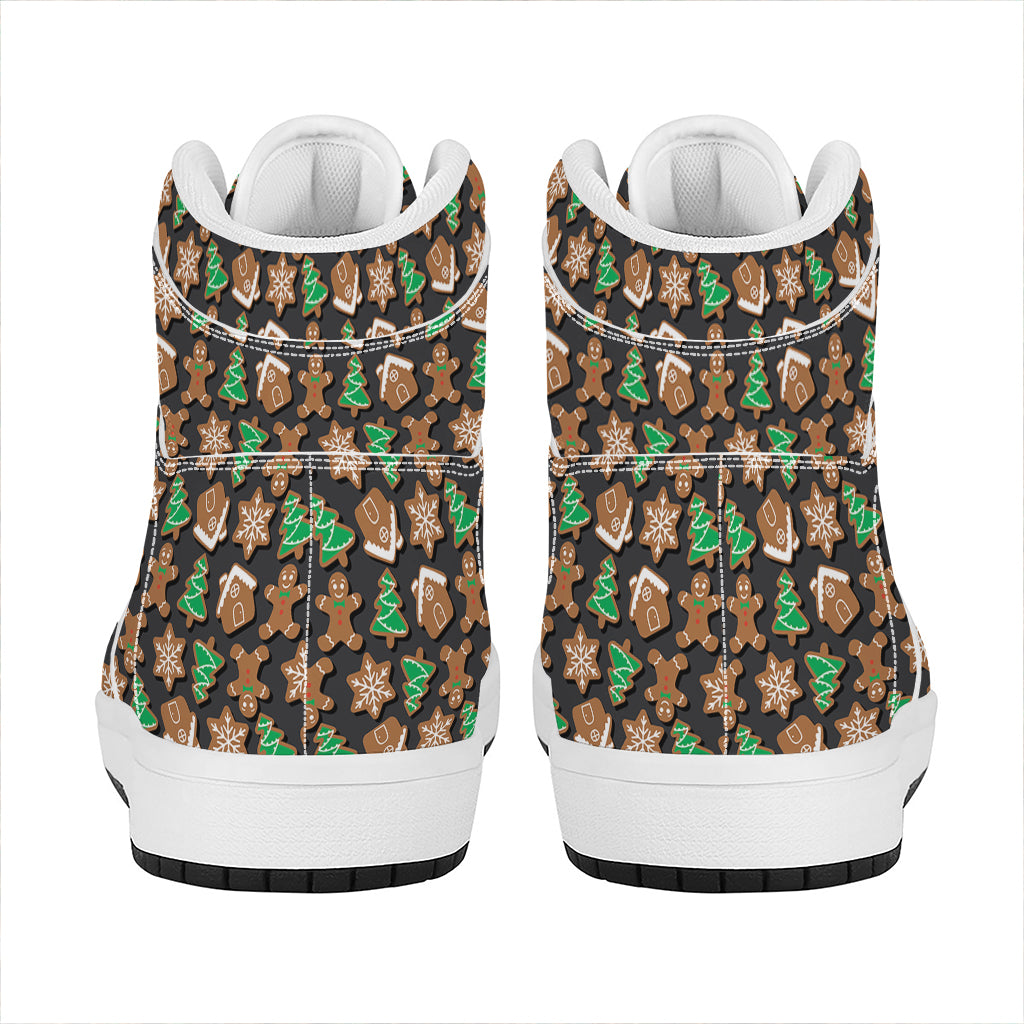 Cute Gingerbread Pattern Print High Top Leather Sneakers