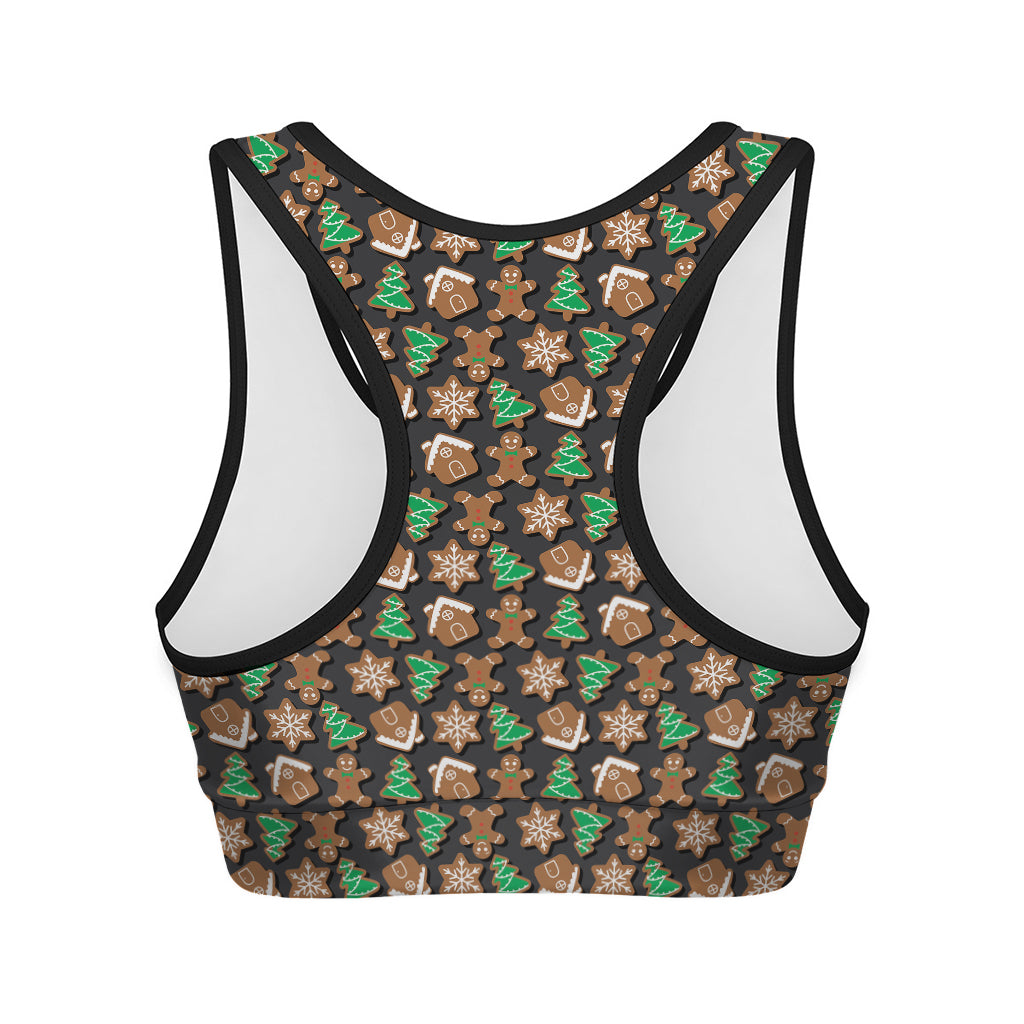 Cute Gingerbread Pattern Print Women's Sports Bra