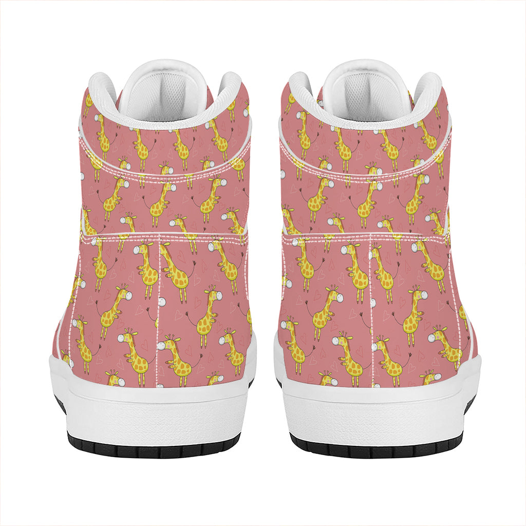 Cute Giraffe Pattern Print High Top Leather Sneakers