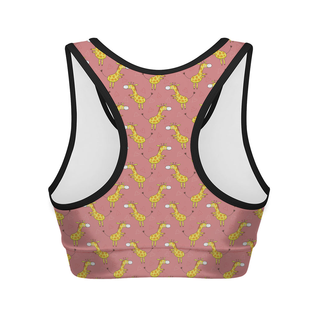 Cute Giraffe Pattern Print Women's Sports Bra