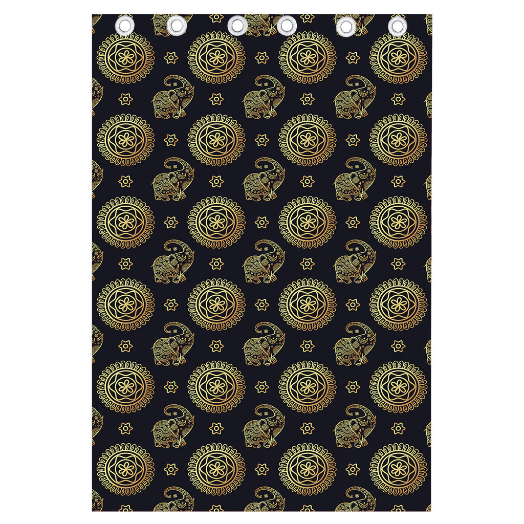 Cute Gold Boho Elephant Pattern Print Curtain