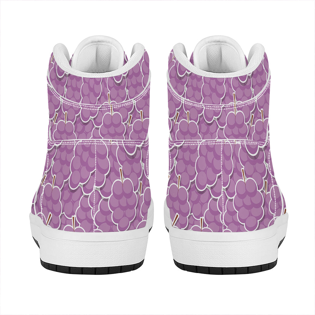 Cute Grape Pattern Print High Top Leather Sneakers