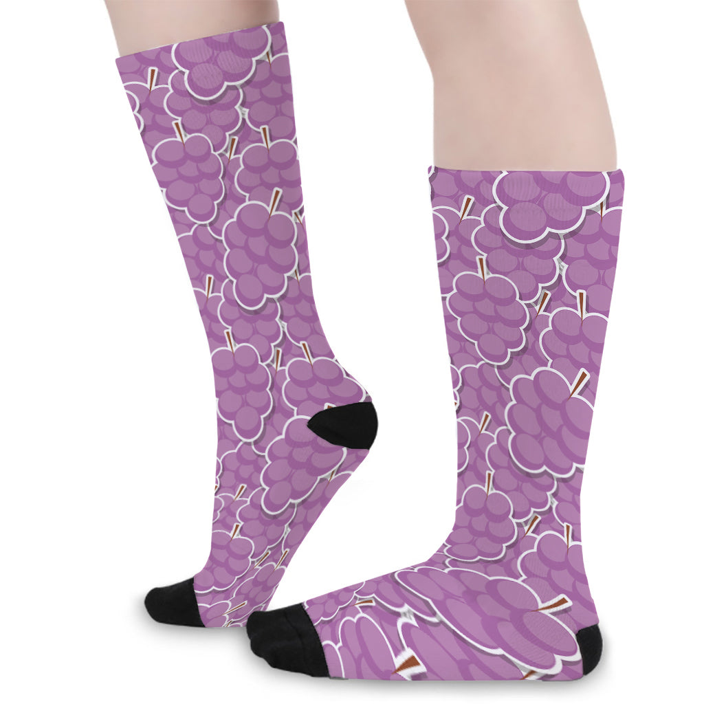 Cute Grape Pattern Print Long Socks