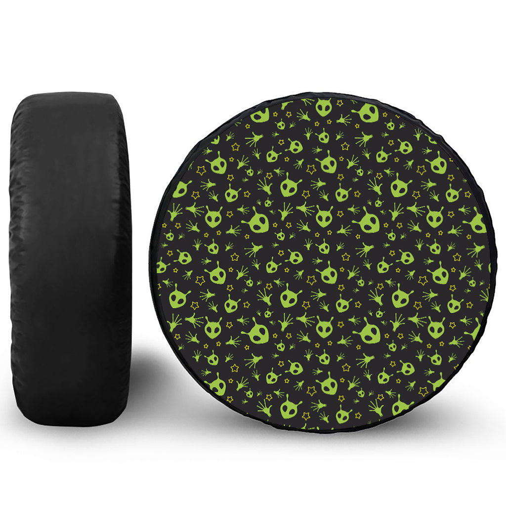Cute Green Alien Pattern Print Tire Cover