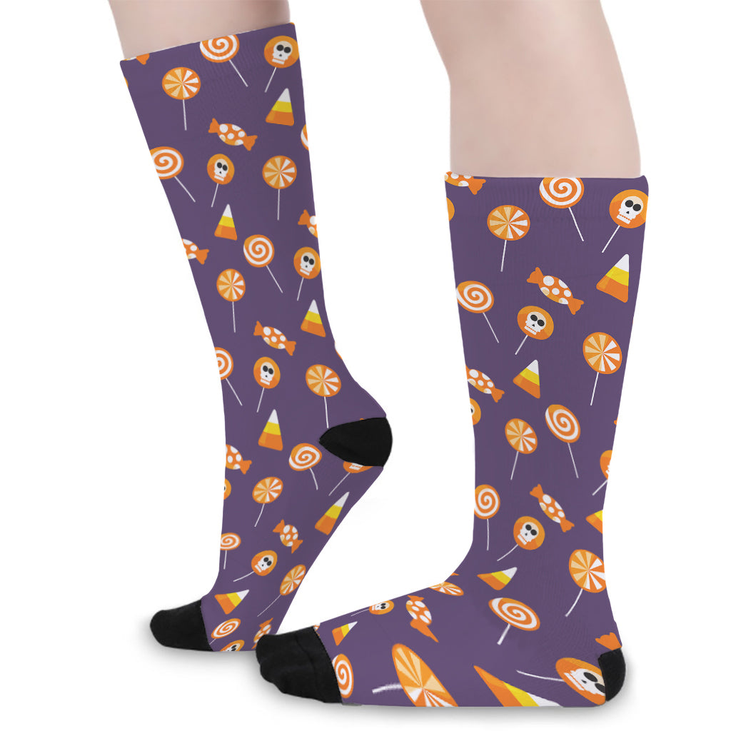 Cute Halloween Candy Pattern Print Long Socks