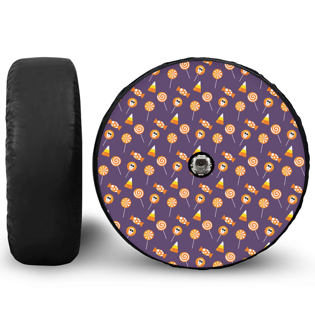 Cute Halloween Candy Pattern Print Tire Cover With Camera Hole