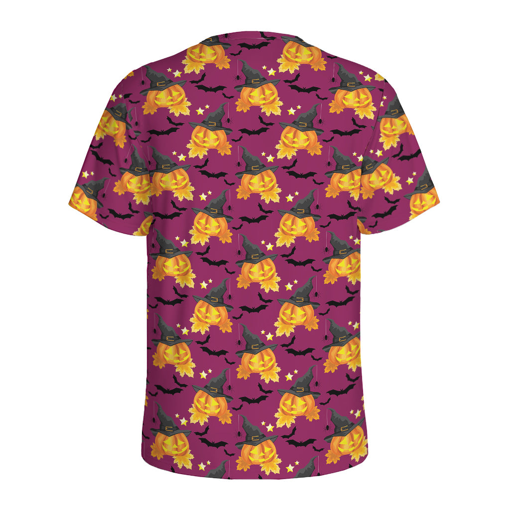 Cute Halloween Pumpkin Witch Print Men's Sports T-Shirt