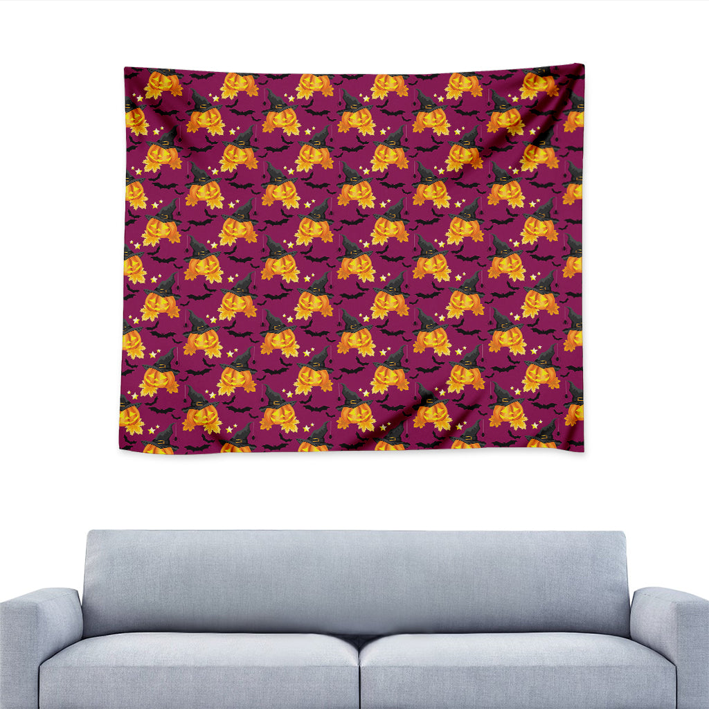 Cute Halloween Pumpkin Witch Print Tapestry