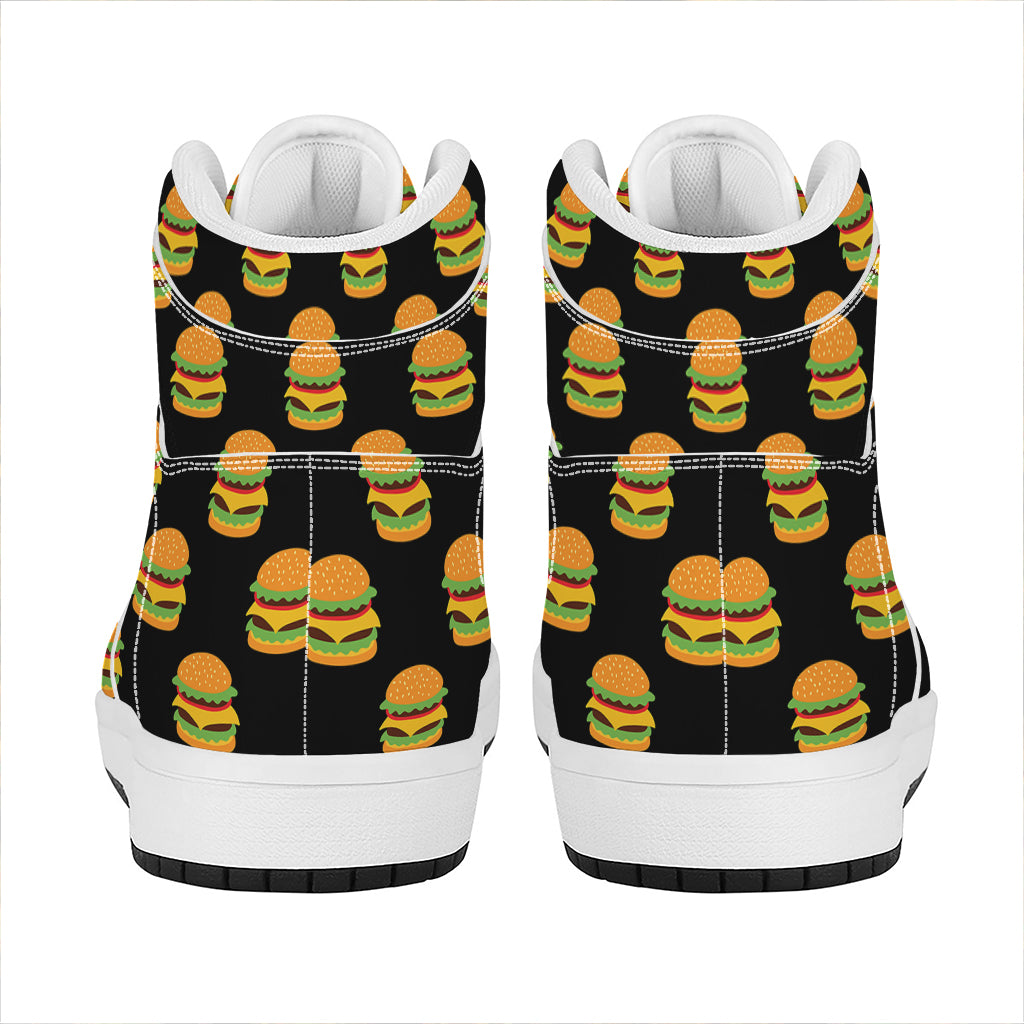 Cute Hamburger Pattern Print High Top Leather Sneakers