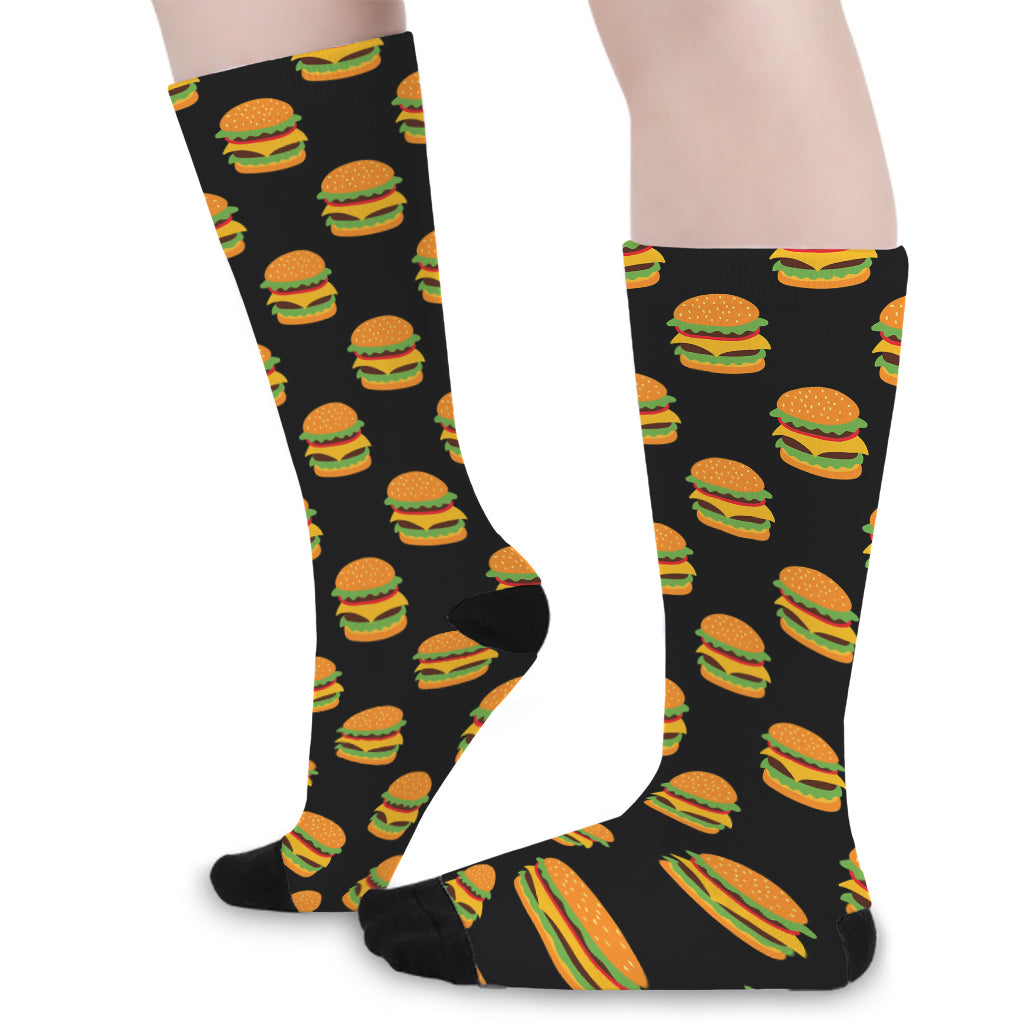Cute Hamburger Pattern Print Long Socks