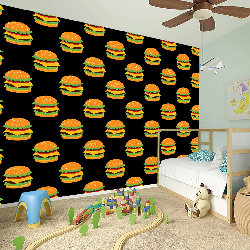 Cute Hamburger Pattern Print Wall Sticker