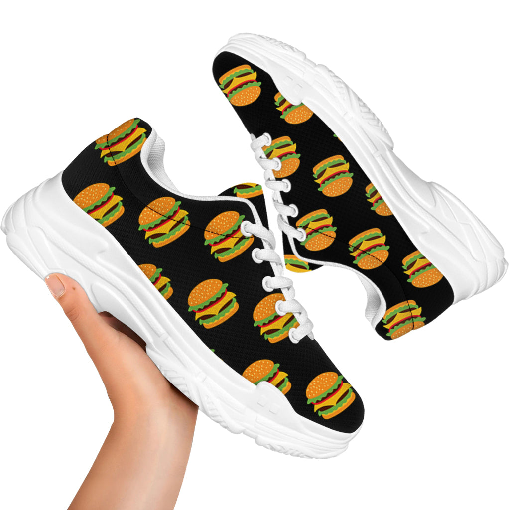 Cute Hamburger Pattern Print White Chunky Shoes