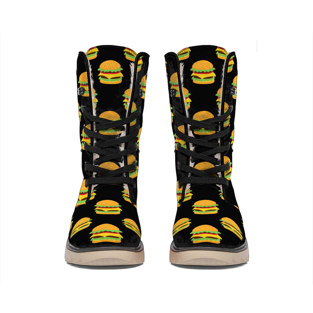 Cute Hamburger Pattern Print Winter Boots